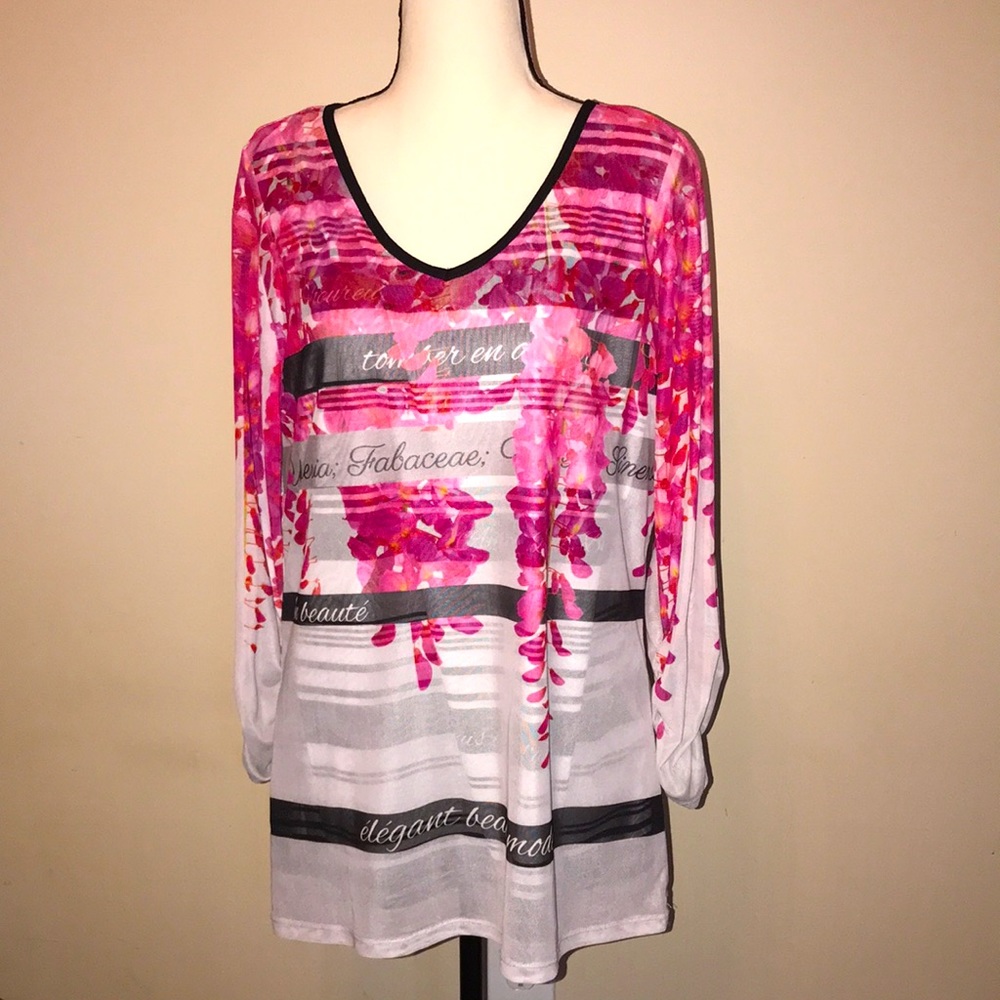 Style & Co. Mesh V-Neck Top With Liner Size L